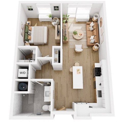 Apartments in Lancaster | a 1 bedroom floor plan with a bathroom and a living room